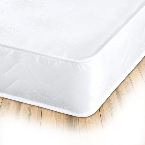 Starlight Beds Daisy Doppelseitige europäische Einzelmatratze, Flache Federkernmatratze, weiß, strapazierfähige Schlaffläche, 18 cm tief (90 x 200 cm)