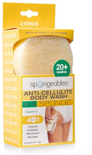 Spongeables Exfoliating Body Wash in a 20+ Wash Sponge, Vitamin C, 1 Count