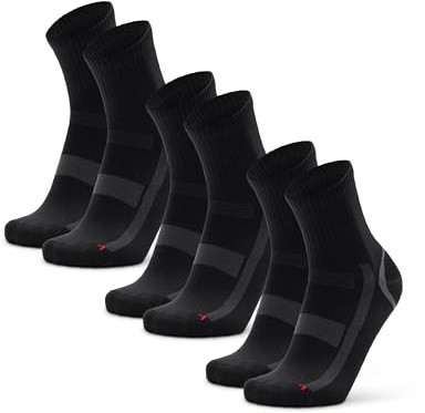 DANISH ENDURANCE Calzini Sportivi Quarter, Calze da Corsa, Running, Traspiranti, per Uomo e Donna, 3 o 5 Paia, Nero/Grigio, 35-38