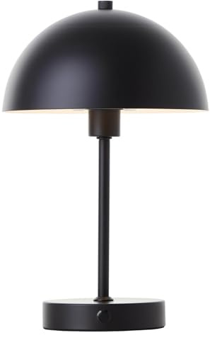 mokebo LED Tischlampe kabellos, Akku Tischleuchte dimmbar & aufladbar mit USB-C 'Der Leuchtturm', Vintage Flowerpot Lampe, Pilz Lampe & Nachttischlampe schwarz Metall mit Batterie, warmweißes Licht