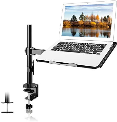 Suptek Monitor Halterung mit Laptop Arm, Monitorhalterung 1 Monitor für 13 bis 27 Zoll LCD LED Bildschirm & up to 15.6 inch Notebook, Höhenverstellbar Notebook Monitorarm Tischhalterung MD6421TP003