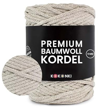 Makramee-Schnur aus Baumwolle PREMIUM By KOKONKI 5mm / Ralle 100 m (leinen)