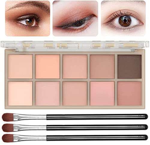 10 Colors Eyeshadow Palette,Light Beige Nude Pink Brown Naturing Eye Shadow Makeup,Blendable High Pigmented,Neutral Smokey,Long Lasting High Pigment Matte Eyeshadow for Older Women Gift Kit (Milk Tea)