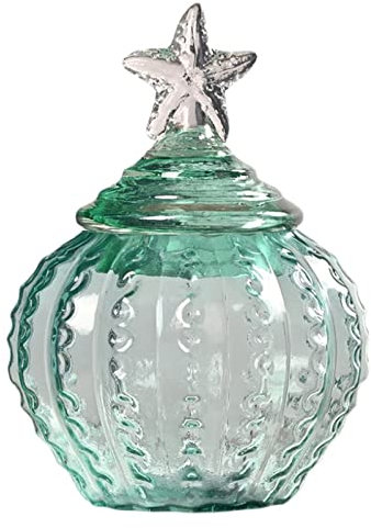 KIZQYN Zuccheriera Barattolo di Caramelle in Vetro Blu-Verde Oceano Barattolo di Vetro con Stella a Cinque Punte Ornamenti for barattoli di Caramelle for la casa Zuccheriere
