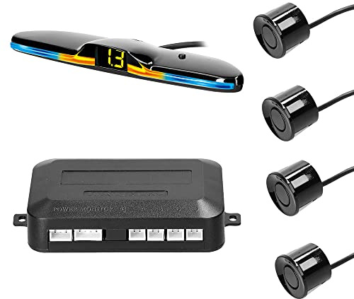 TOTMOX Buzzer Beep-Beep Alarm Indicator Car Auto Vehicle Reverse Backup Radar System, Car Parking Sensor Kit LED Display View w/ 4 Sensors, Reversing Radar Detector