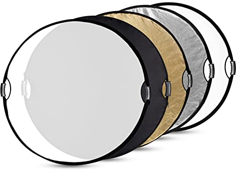 SMALLRIG 5-in-1 Photography Reflector, 32(80cm) Portable Light Reflectors Diffuser Collapsible Multi Disc with Grip, Translucent, Silver, Gold, White and Black for Studio and Outdoor Lighting - 4129