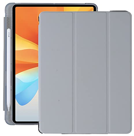 Marca Amazon – Funda para iPad de 10,2 Pulgadas 9/8/7ª generación (2021/2020/2019) – Funda de Piel sintética con Tapa Trasera translúcida y Soporte para bolígrafo, Apagado automático/Despertador,