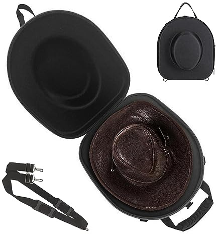 Hat Travel Case Hat Kisten Aufbewahrung mit Deckel für 8 Hat Bag Eva Eva Verstellbarer Cowboy Hat Travel Hülle mit Schultergurt Griff Reißverschluss Hutboxen tragbare Huthülle für Unterwäsche Socken