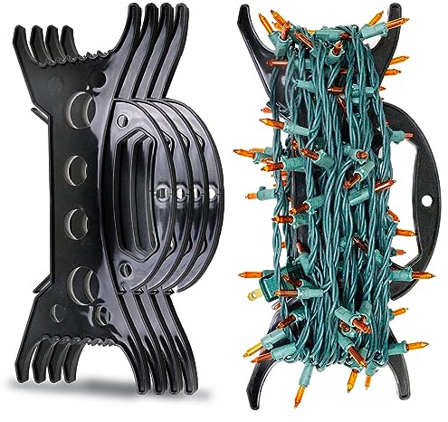 CXLHO 8Pack Christmas Light Storage Holder, All-Purpose Holiday Storage, Cord Wind up, Christmas Light Organizer for String Lights, Extensions Cords, Garland, Beads and More, Black