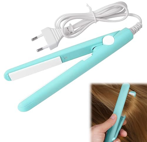 Piastra per capelli 2 in 1, Piastre per Capelli, Mini piastra per capelli, Bastoncino Curling, mini piastre in ceramica per capelli corti/ricci con frangia, per Casa o Salone, Blu