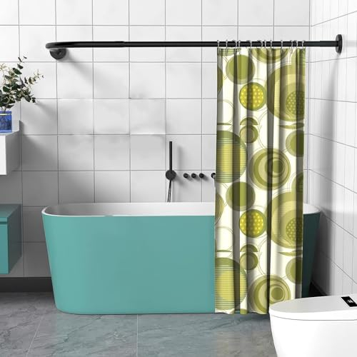 Shower Curtain Rod, Stretchable Corner Curtain Rod, Adjustable L Shaped Shower Curtain Rail, Drill Or No Drill Shower Curtain Poles for Bathroom, Bath (Size: 70-95 cm x 105-165 cm,Color:Black)