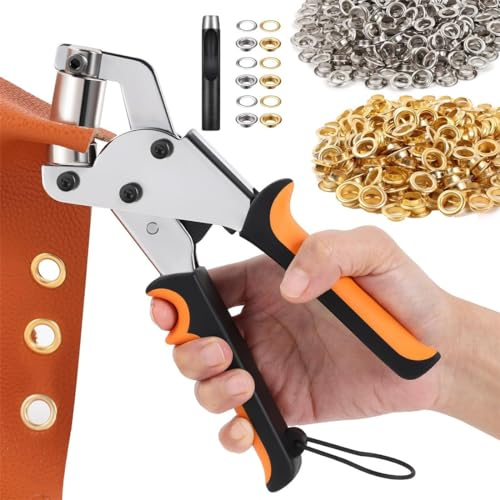 O·Lankeji Ösenzangen Set Tüllenhandzange mit 500 Stück Ø10mm Tüllen Grommet Punch Tool Kits für PVC-Banner, Planen, Karton