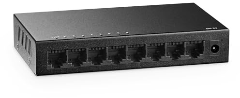 MokerLink Switch Ethernet Gigabit non géré à 8 ports, 8 ports 100/1000 Mbps, hub de réseau domestique, répartiteur, table en métal et montage mural