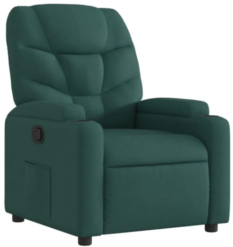 vidaXL Sillón Reclinable, Silla con Respaldo Reposabrazos, Sillón de Televisión Relax Descanso, Asiento para Salón Hogar, Tela Verde Oscuro
