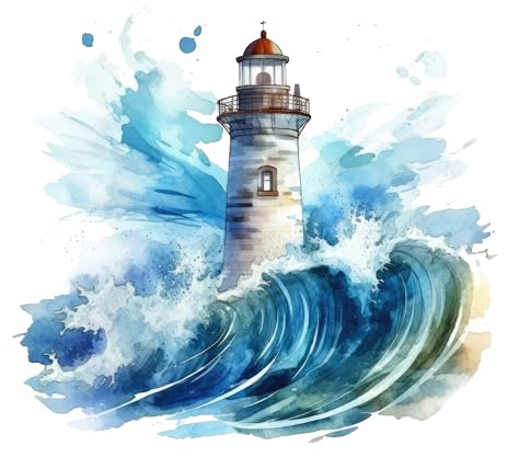 GRAZDesign Wandtattoo Leuchtturm Nordsee, Wandsticker maritim für Badezimmer, Flur, Wohnzimmer - 63x57cm