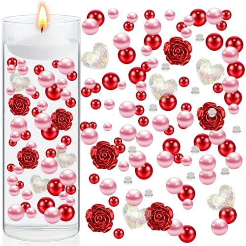 6056 Stück Valentinstag Wasserperlen Für Vasen Füller, Wasserperlen Durchsichtig, Schwebende Wasserperlen Für Pflanzen, Floating Pearls, Hochzeitsdeko, Valentinstag Deko, Partydekoration (Style 3)