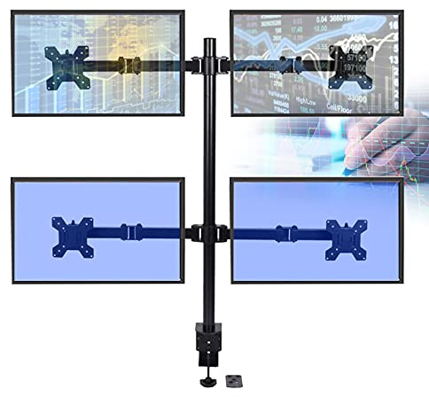 LUNICASHA 4 Fach Tischhalterung, 4-Fach-Monitor Schwenkarm Tisch Halterung Halter, Bildschirm Halterung 4 Fach, Monitorhalter Ständer, Monitorhalterung Schwenkbar 360°, Höhenverstellbar
