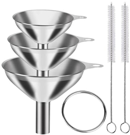 VitalEpcck 3-Teiliges Mini-Küchentrichter-Set Aus Edelstahl, Trichter zum Umfüllen Von Ätherischen Ölen, Flüssigkeiten