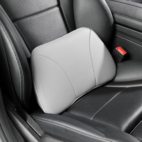 POKSRI Echtes Rindsleder Kissen lordosenstütze Auto,Memory Foam Kissen,lendenkissen,Echtes Leder Rückenlehne,deko,blackroll,Outdoor,Kissen,Sofa(Grau,1p)