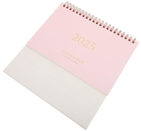 FOYTOKI Tischkalender Mit Heißfolienprägung Großer Desktop Kalender Für Büro Und Studium Minimalistisches Design Rosa Dekorativer Schreibtischkalender Mit Stabiler Metallbindung Von Juli