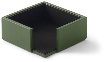 Eglooh - Minerva - Notizzettel Box Leder Grün - Zettelbox, Notizklotz, Zettelkasten für Schreibtisch und Büro - cm 11,2 x 11,2 x H.4,5 - Made in Italy