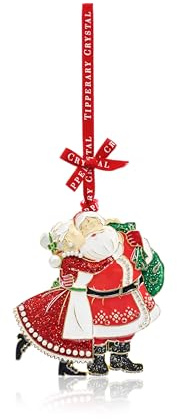 Tipperary Crystal Christmas Tree Decoration, Luxury Hanging Ornament – Perfect for Holiday Décor & Gifting, Sparkling Mr & Mrs Claus Decoration