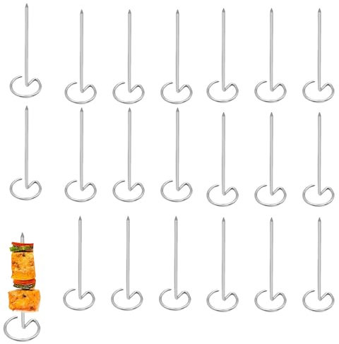 20pcs Air Fryer Skewers, Reusable BBQ Food-Grade Chicken Beef Small Standing Skewer Rack for Kebab, Mini Oven Turkey Lacers, Camping Party