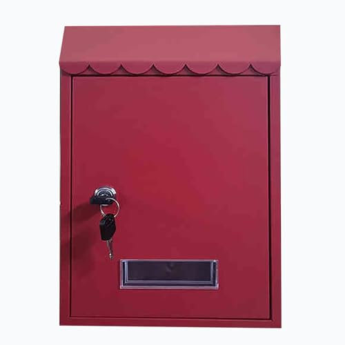 YCXJB Boite a Lettre Exterieur, Boite a Colis de Dépôt de Clés Murale avec Serrure à Clé, Boîteboite aux Lettres Normalisée Murale Sécurisée à Suspendre, Tôle Galvanisée 22 x 7 x 31 cm(Red)