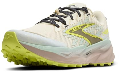 Brooks Women’s Cascadia 19 Mountain Trail Running Shoe - Coconut/Misty Blue/Ebony - 9.5 Medium