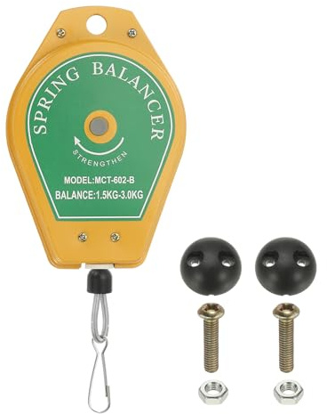 PATIKIL Équilibreur à ressort rétractable 3,3-6,6 livres 1,5-3 kg jaune | Équilibreur à ressort de palier d'outil, 4 pieds, Câble rétractable réglable, Porte-outil avec positionneur