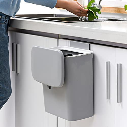 KANBCNG Poubelle avec couvercle coulissant, poubelle sous évier de 9 l, poubelle de cuisine avec grattoir calibre longueur 10,23 pouces, porte d'armoire applicable ≤ 2,5 cm, épaisseur de capacité de