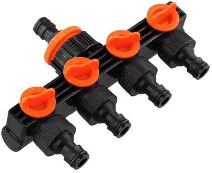 HUWOYG Gartenschlauch-Verteiler Gartenbewässerungsanschluss Verteilerhahn 4-Wege-Schlauchumsteller mit Ventil Wasserverteiler for Außenwasserhahn Sprinkle Für Gartenschläuche