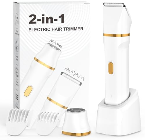 Rasoir Electrique Femme, 2 en 1 Tondeuse précise pour visage, Wet&Dry Tondeuse Bikini Femme pour Visage, Bras, Jambes, Aisselles, IPX7, nettoyage facile (Blanc)