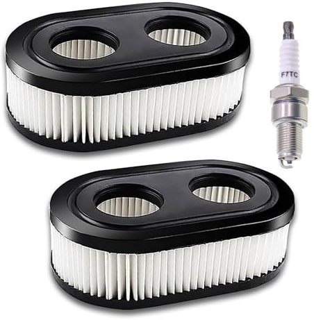 2 Stück Rasenmäher Luftfilter,1Pcs F7TC Zündkerze,Luftfilter Filterpatrone | Für Briggs & Stratton 798452 593260 Luftfilter