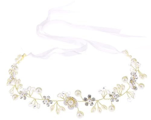 XFSRG Mariée Cheveux Wedding Floral Guirlande Couronne Demoiselle Réglable pour Party Festival Beach Travle Mariage（Or）