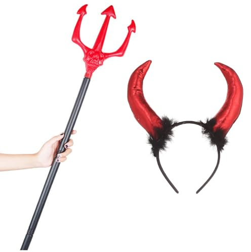 XineYuor Fourche de Diable, Costume De Fourchette du Diable avec Trident Amovible Bâtons du Diable Fourchette pour Halloween,Carnaval,Représentations sur Scène