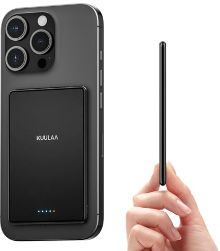 Kuulaa Magsafe Power Bank 7mm Ultra-Slim Magnetic Portable Charger 5000mAh Wireless Portable Phone Charger with USB-C Output, Compatible with iPhone Air/16/15/14/13/12 Plus/Pro/Pro Max/Mini