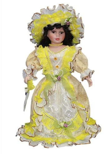 Belle poupée triangulaire en porcelaine debout modèle délicat 43,2 cm figurine en porcelaine décoration de table ou de bureau Figurine en céramique