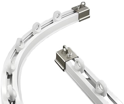 Generisch Decke Gebogene Vorhangschiene，Aluminium Vorhangschiene，mit Stummen Rollen Metall Haken 1m-5.0m für Fenster Dusch Vorhänge Raumteiler Schienenvorhangsystem(1m)