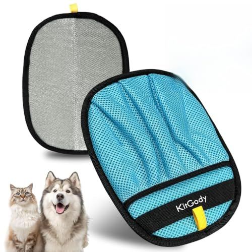Tierhaarentferner Handschuh – Elektrostatischer Fellmagnet Handschuh für Hunde & Katzen, Wiederverwendbare Haustierhaarentferner Handschuhe, Antistatisch für Sofa, Kleidung, Teppich & Autositz – Blau