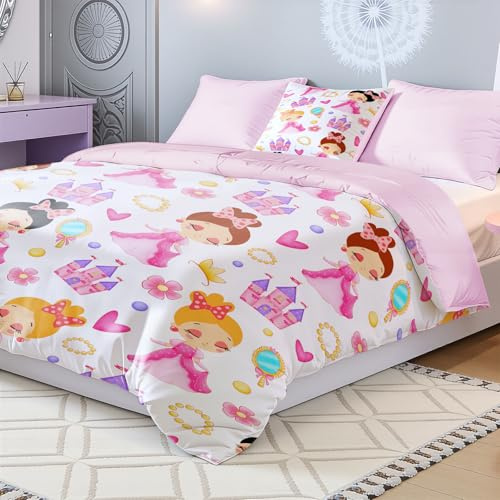 Wajade Kinder Bettdecke 135x200 ohne Bezug 4 Jahreszeiten Jungen Prinzessin Steppdecke mit 1 Kissenbezug 80x80cm Warme Schlafdecke Waschbar Ganzjahresdecke