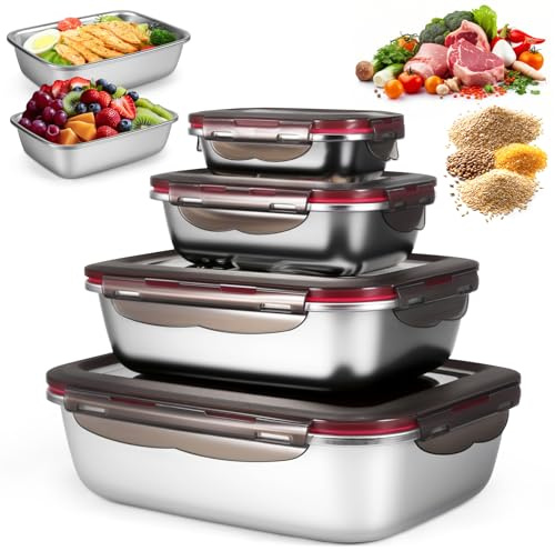 Stainless Steel Food Containers with Lids, Washable, fridge & oven safe