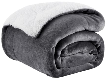 CELESTA Sherpa Kuscheldecke Flauschige 200 x 230 cm XL, Winterdecke Extra Dicke & Schwer, Wohndecke für Sofa Couch Bett, Warm & Weich, Dunkelgrau
