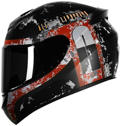 Motorrad-Integralhelm Winterhelm Antikollisions-Reithelm ECE-Zertifizierter Rollerhelm Geeignet Für Erwachsene Männer Und Frauen E,M=(57-58CM)