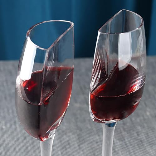 Generisch Set di 2 bicchieri da vino da 140 ml, bicchieri da champagne divertenti, bicchieri da vino rosso, grandi bicchieri da vino con manico lungo, divertenti, divertenti, regalo per Natale, Pasqua