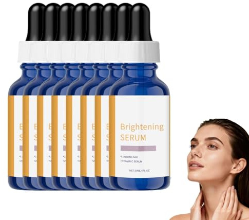 Sérum visage à la vitamine C - Sérum formulé éclaircissant à la vitamine C, solution gel anti-âge pour peaux sèches et ternes, hydratant pour réduire les rides et les taches Brunes (8PCS)
