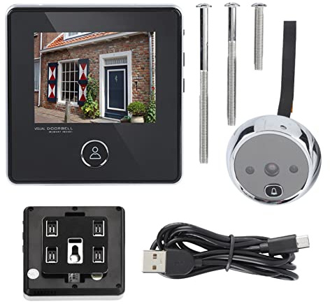 Ejoyous Judas de Porte électronique, Visionneuse de Porte Numérique LCD 2,8 Pouces, Sonnette Vidéo avec Nocturne, Enregistrement de Photos pour le Bureau à Domicile