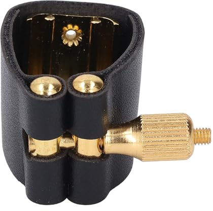 Alomejor Sujetador de Ligadura para Boquilla de Saxofón con Acabado Brillante para Mejorar el Timbre, para Entusiastas del Saxofón Alto, Negro