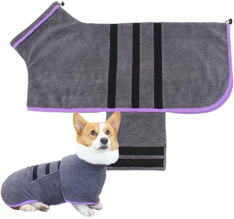 Hunde-Bademantel aus weicher Mikrofaser, schnelltrocknend, für Zuhause, Reisen, Winter, Welpen, Schwimmen, Bad, regnerische, drinnen und draußen