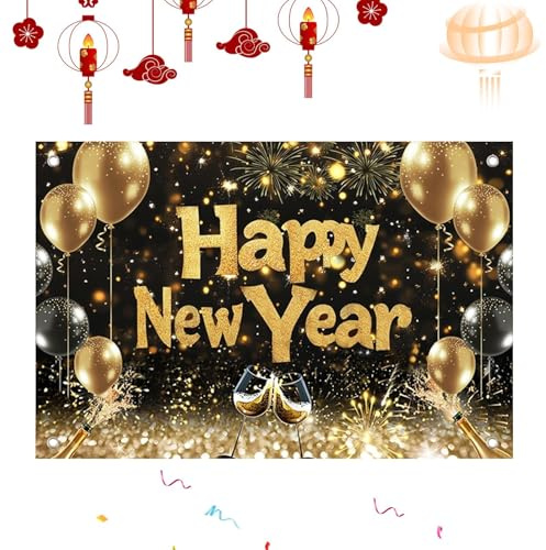 Sfondo Capodanno Motivo A Stampa 2D Con Palloncini Dorati